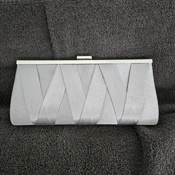 RSVP Satin Silver Clutch Bag - Picture 1 of 7